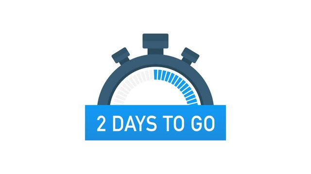 Two days to go. Time icon. illustration on white background. Motion graphics.