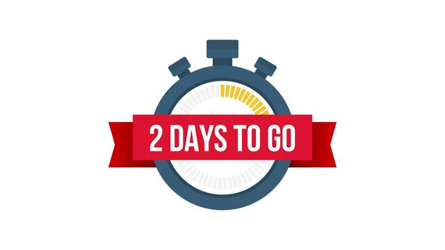 Two days to go. Time icon. illustration on white background. Motion graphics.