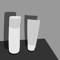 Set of silhouette of cosmetic bottles. Vector illustration