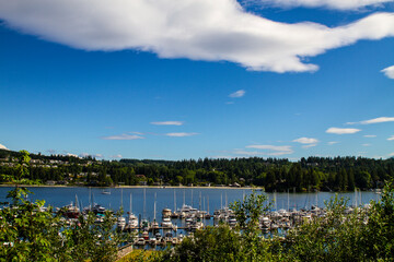 USA, Washington State, Port Ludlow. Boat marina.
