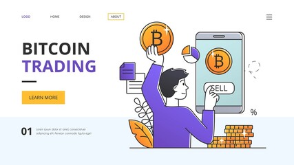 Man selling bitcoins using a mobile app