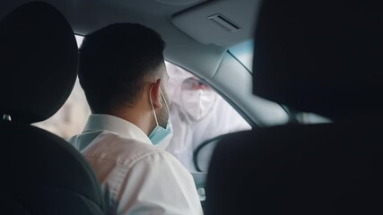 Coronavirus COVID-19 mobile testing center,oral and nasal specimen collection procedure,health and safety. High quality 4k footage - Powered by Adobe