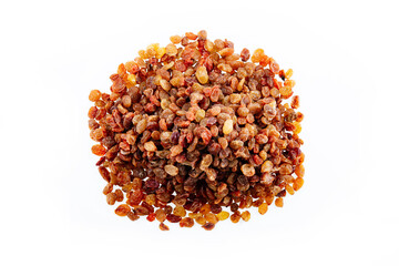Raisins malayar. Close up of heap of raisins. Raisin isolated over white