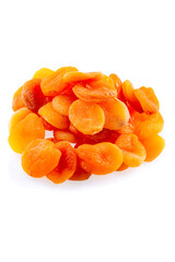 Dried apricots close-up on a white background. Dried apricots isolated on white background with clipping path and full depth of field.