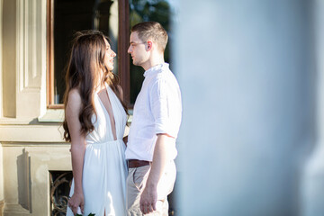 Young white couple in the street