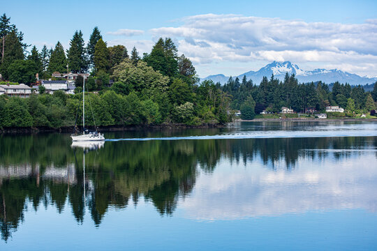 Bremerton, Washington State, Kitsap Peninsula, sailboat.