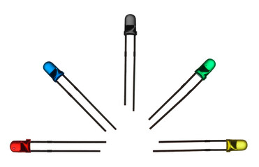 LEDs. Light-emitting diode. Close-up, on an isolated background.