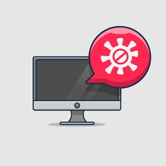 computer virus hazard notification bubble illustration design. flat cartoon style