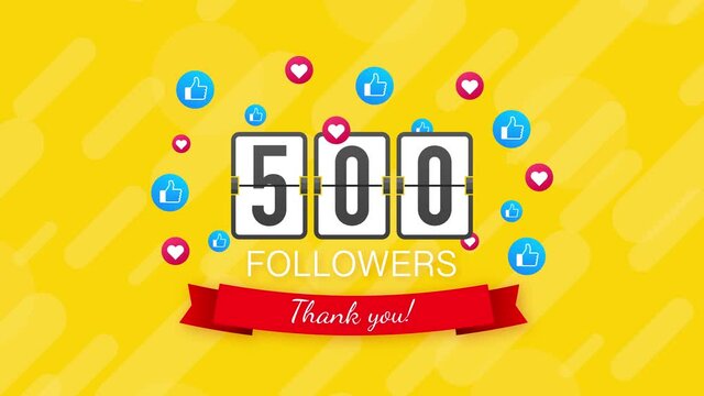 500 followers, Thank You, social sites post. Thank you followers congratulation card. Motion graphics.