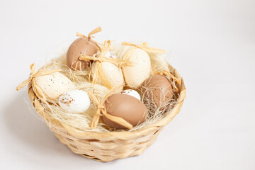 decorative eggs in a basket