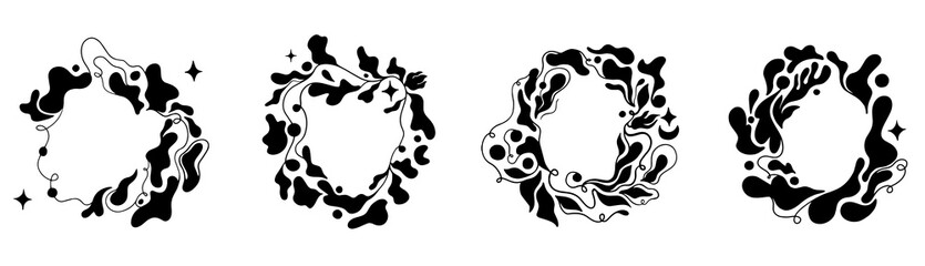 Modern floral graphic frames. hand drawn sketch decorative set.Romantic wedding ornate.Nature shapes element.design elements for decoration in minimalist style for social media posts.