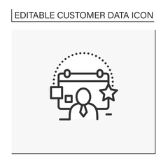 Customer events line icon.Emphasize biggest achievements, present new products or keep good contact with your customers and partners.Customer data concept. Isolated vector illustration.Editable stroke