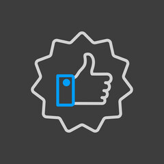 Thumbs up flat icon. Vector like sign