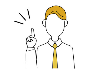 顔なしのポーズイラスト、サラリーマンの上半身、指さし