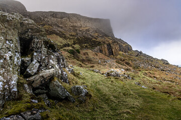 Murlough Bay and Fairhead on the Grey Mans Path walking trail, Causeway Coast and Glens, Ballycastle, County Antrim, Northern Ireland