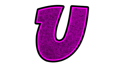 Comic cartoon letter, font alphabet, purple lilac color funny design element, isolated on white