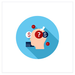 Stress flat icon. Stressful situation from money lack. Poverty. Stressful situation. Disappointed. Mindful spending concept.Vector illustration