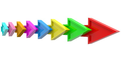 Row of colorful arrows on white