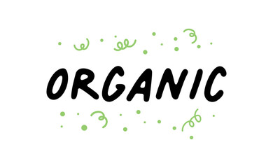 Organic lettering. Hand drawn word organic. Logo template for organic products, healthy food markets.