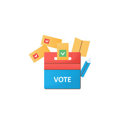 Vote box flat icon. Voting form with check mark in ballot box. Choice, vote concept. Democracy. Parliamentary or presidential elections. 3d vector illustration