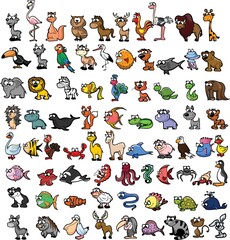 Set of cute cartoon animals