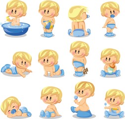 Vector illustration of baby boys