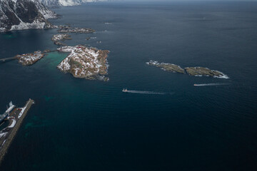 Lofoten Norway Aerial Photography of Mountains and the Beach
