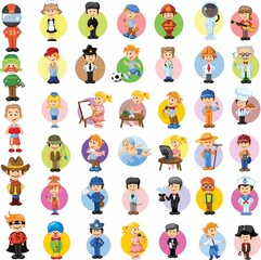 Cartoon characters of different professions