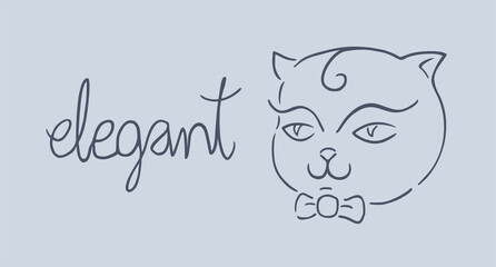 Elegant cat with tie draw