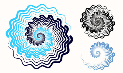 Color waves lines in spiral. Yin and yang style.