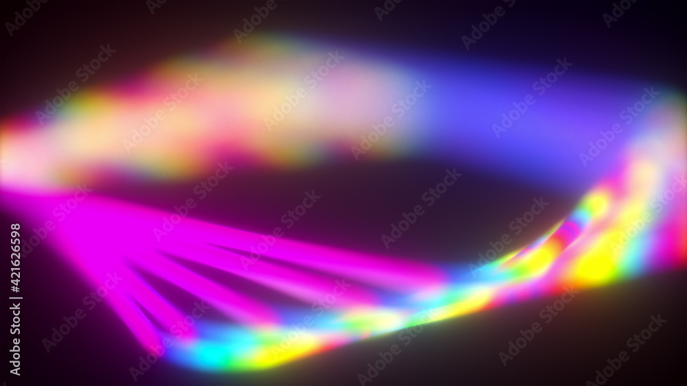 Poster abstract wavy squares from neon lines, computer generated. 3d rendering virtual backdrop