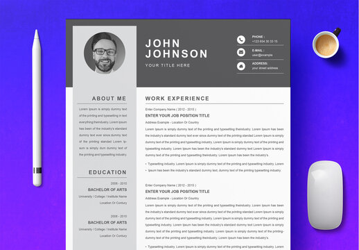 Digital Resume Cover Letter Layout