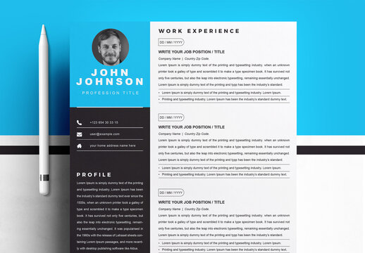 Resume Layout with Blue Sidebar and Accents