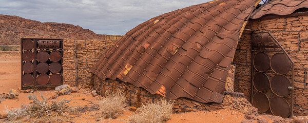 Entrance area at Prehistoric Bushman engravings, rock painting at Twyfelfontein, Namibia 