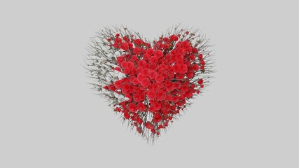 Bahrain National Day. Independence Day. Heart shape made out of flowers on white background. 3D rendering.