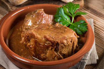 A piece of braised pork neck.