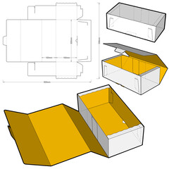Self-assembling Folding Box. Ease of assembly, no need for glue (Internal measurement 30x15x10cm). The .eps file is full scale and fully functional. Prepared for real cardboard production.