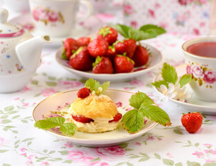 strawberries with cream profiterole cake