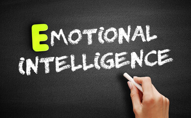 Emotional Intelligence word, business concept on blackboard