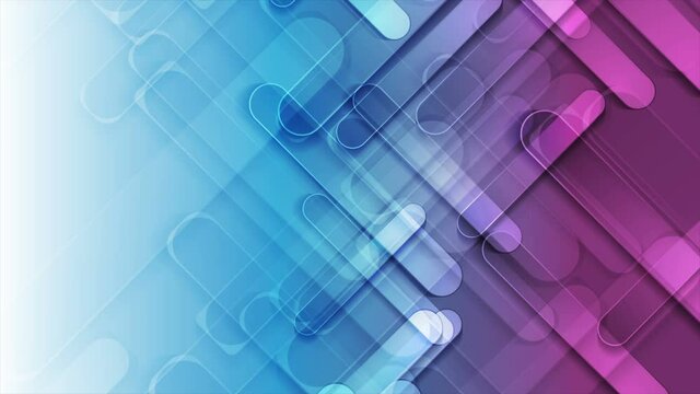 Bright blue pink glossy stripes abstract geometric motion background. Seamless looping. Video animation Ultra HD 4K 3840x2160