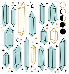Crystals flat illustration