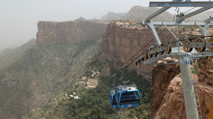 Cable car to Al Habala heritage village in Southern Saudi Arabia