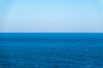 Panoramic blue sea and sky horizon in clear day