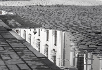 Fototapeta premium Mirror reflection of an old house
