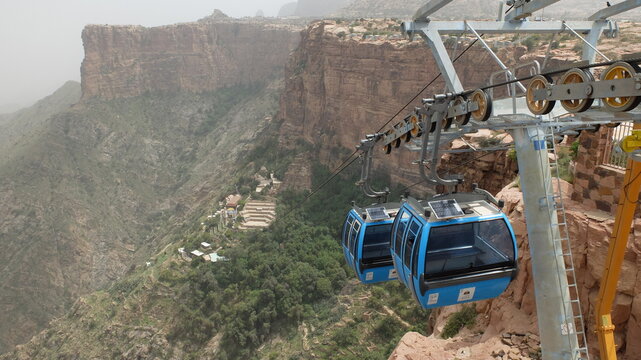 Cable car to Al Habala heritage village in Southern Saudi Arabia