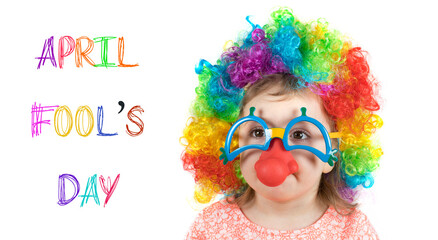 Caucasian girl of two years in funny eyeglassses.