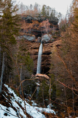 waterfall in autumn forest