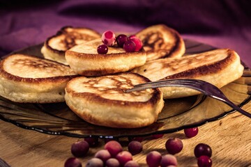 pancakes with berries and chocolate