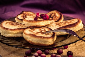 pancakes with jam and berries