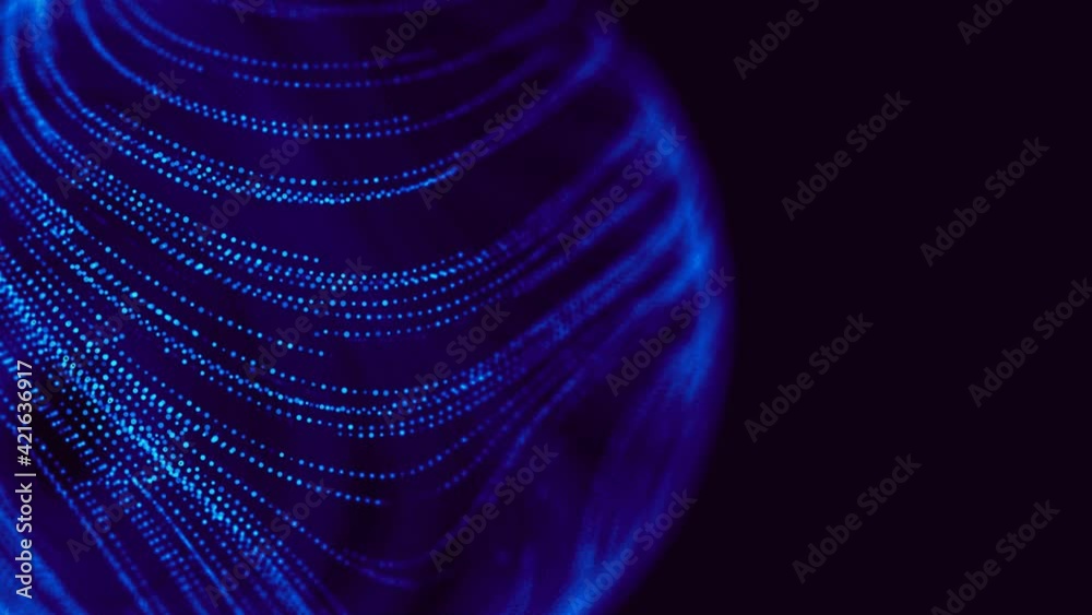Canvas Prints sphere blue particle flow seamless loop 4k. color neon gradient dynamic liquid. blue neon light futu